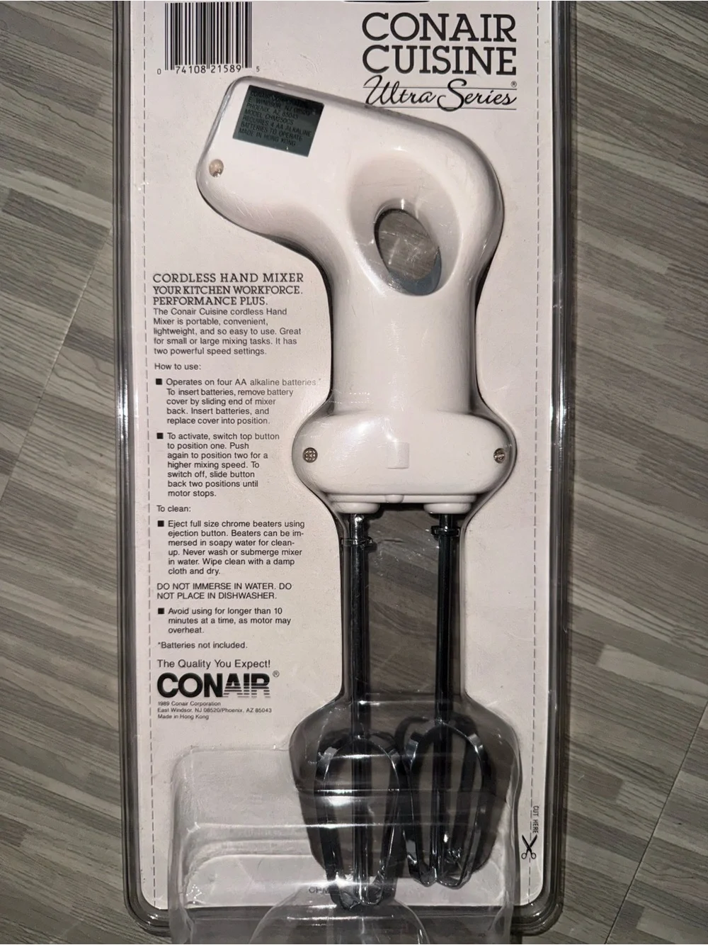 Conair Cuisine White Cordless Hand Mixer - Portable 2-Speed